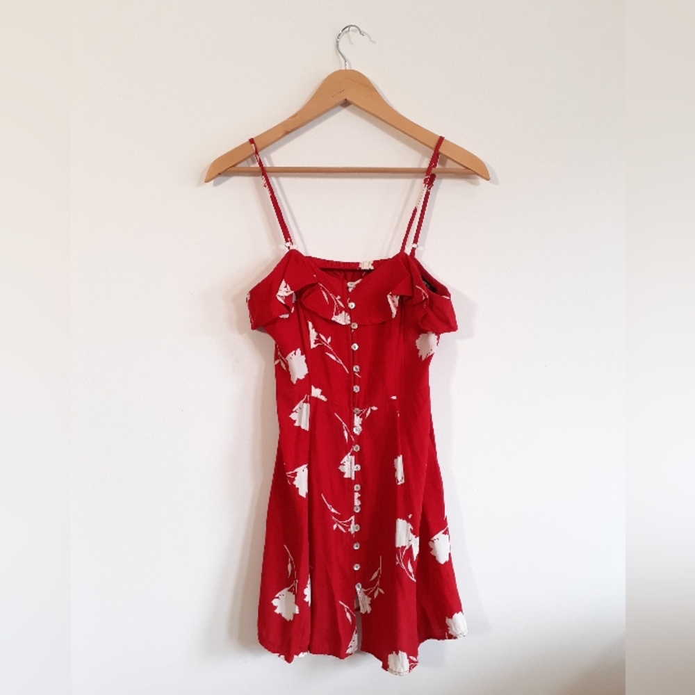 Red floral dress
